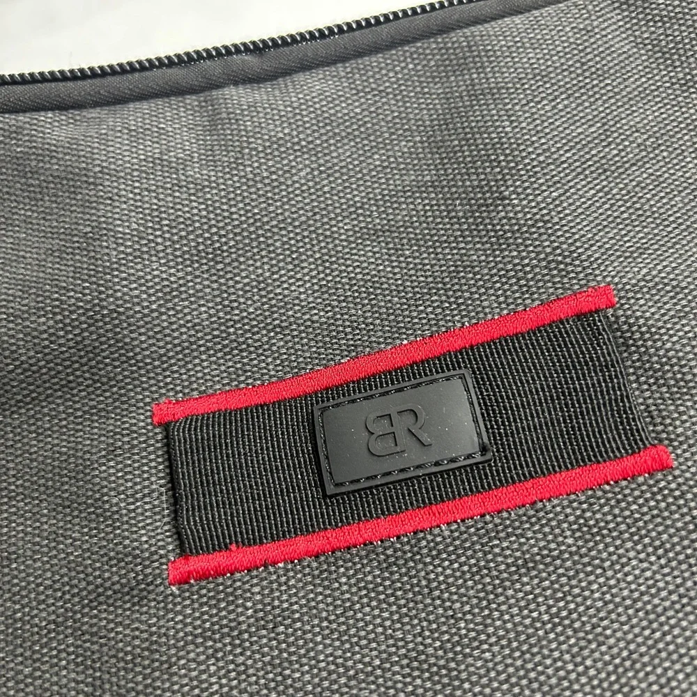 Banana Republic Canvas Duffle Bag Red Trim Medium Charcoal Gray Gorpcore Utility